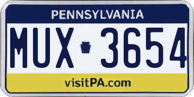 PA license plate MUX3654