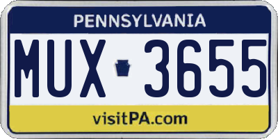 PA license plate MUX3655