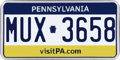 PA license plate MUX3658