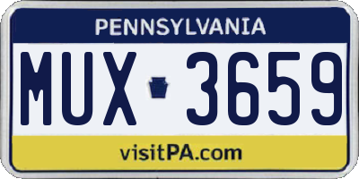 PA license plate MUX3659