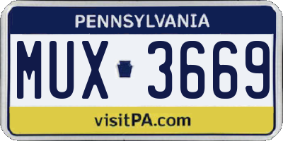 PA license plate MUX3669