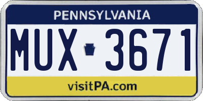 PA license plate MUX3671