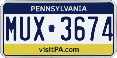PA license plate MUX3674
