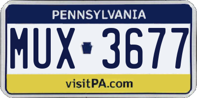 PA license plate MUX3677