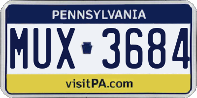 PA license plate MUX3684