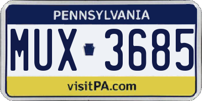 PA license plate MUX3685