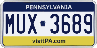 PA license plate MUX3689