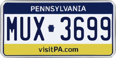 PA license plate MUX3699