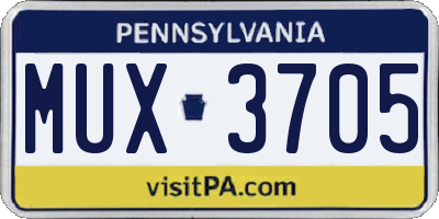 PA license plate MUX3705