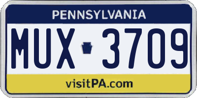 PA license plate MUX3709