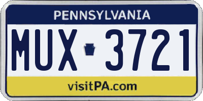 PA license plate MUX3721