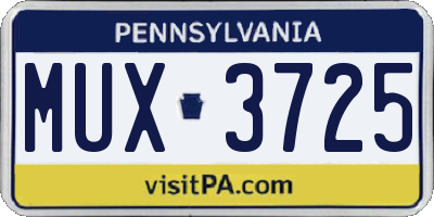 PA license plate MUX3725