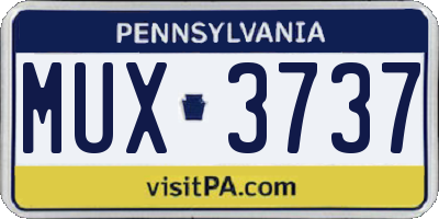 PA license plate MUX3737