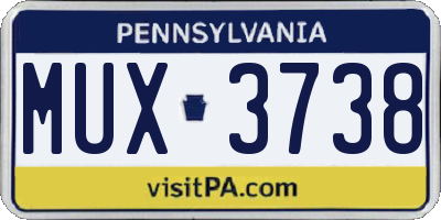 PA license plate MUX3738
