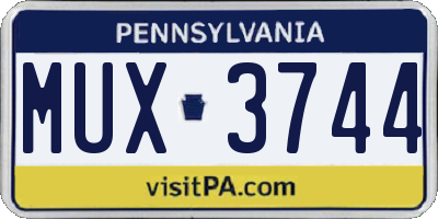 PA license plate MUX3744
