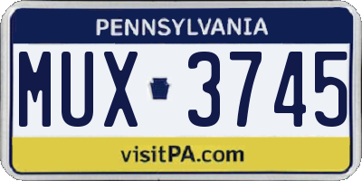 PA license plate MUX3745
