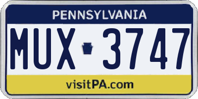 PA license plate MUX3747