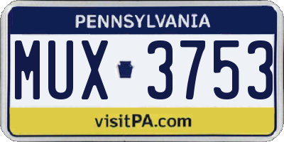PA license plate MUX3753