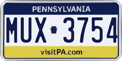 PA license plate MUX3754