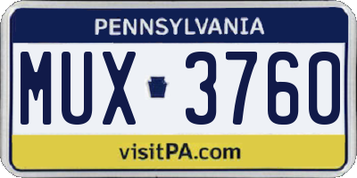 PA license plate MUX3760