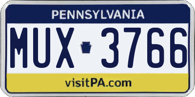 PA license plate MUX3766