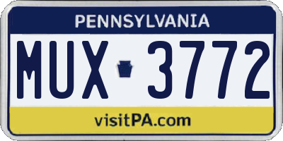 PA license plate MUX3772