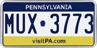 PA license plate MUX3773