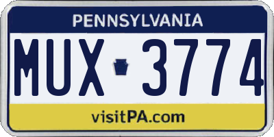 PA license plate MUX3774