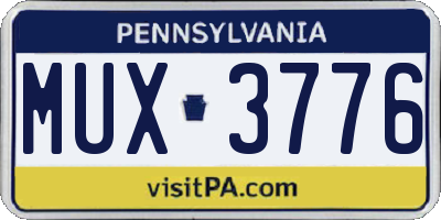 PA license plate MUX3776