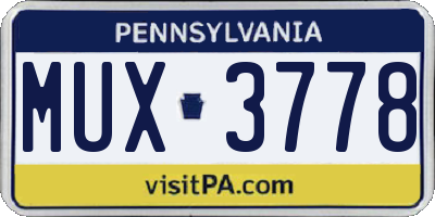 PA license plate MUX3778