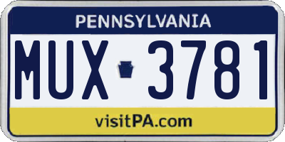 PA license plate MUX3781