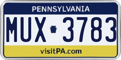 PA license plate MUX3783
