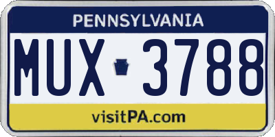 PA license plate MUX3788