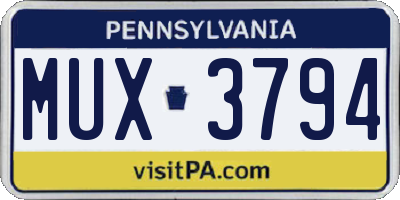 PA license plate MUX3794