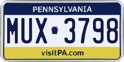 PA license plate MUX3798
