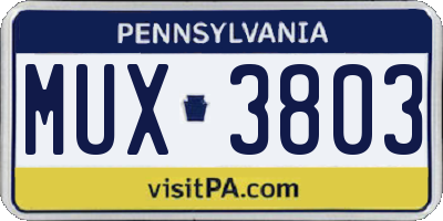 PA license plate MUX3803