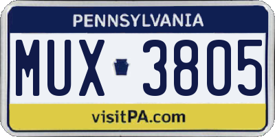 PA license plate MUX3805
