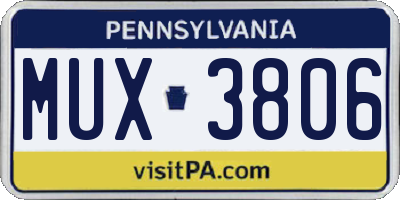 PA license plate MUX3806