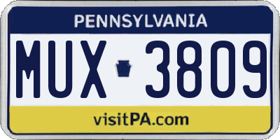 PA license plate MUX3809
