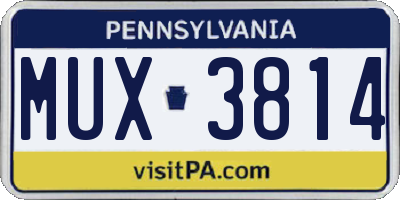 PA license plate MUX3814