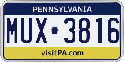 PA license plate MUX3816
