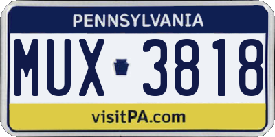 PA license plate MUX3818