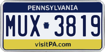 PA license plate MUX3819