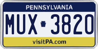 PA license plate MUX3820