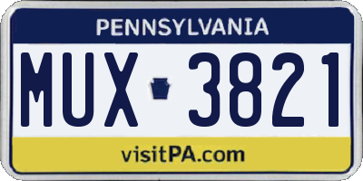 PA license plate MUX3821