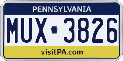 PA license plate MUX3826