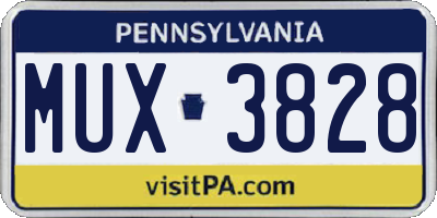PA license plate MUX3828