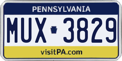 PA license plate MUX3829