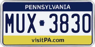 PA license plate MUX3830