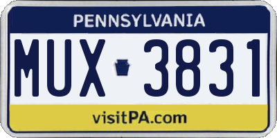 PA license plate MUX3831